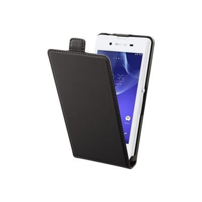 Muvit MFX Stand Folio - Flip cover voor mobiele telefoon - polycarbonaat, imitatieleer - zwart - voor Sony XPERIA E3