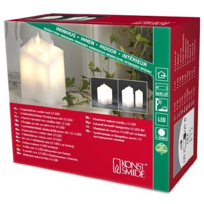 Konstsmide 1973-100 4 Bougies Cire Véritable Interrupteur Détecte Crépusculaire 8 LED Blanc Chaud 1,5 V