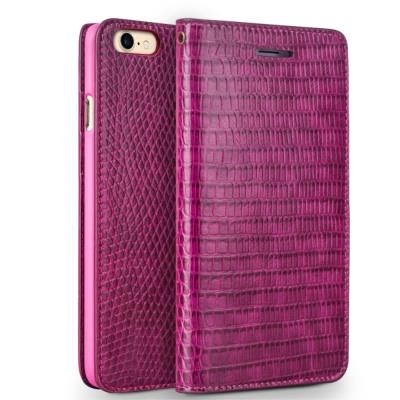 Etui en cuir véritable QIALINO Crocodile pour iPhone 7 4.7 - Rose