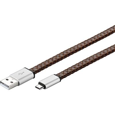Goobay 0,2 m câble USB de charge et synchronisation pour appareils avec port micro USB en cuir véritable - Marron