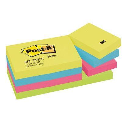 Post-it 3M Professeur Rainbow lot 653TFEN, 51 x 38 mm, 4