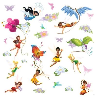 Room studio 539147 décoration vinyle repositionnable multiélément disney fée clochette plastique vert 18 x 0,1 x 35 cm