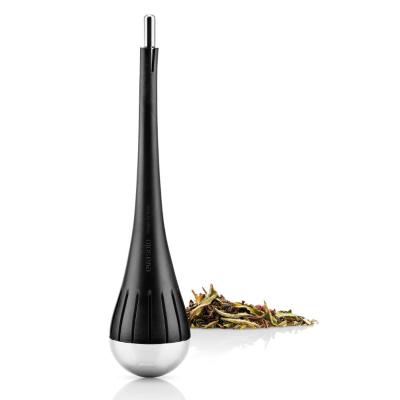 Boule à thé design noire en acier inoxydable et abs 3,5x15,5cm