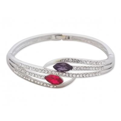 Bracelet fausses pierres magenta et violettes, strass bijou fantaisie pas cher