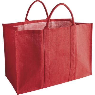 Sac à bûches en jute coloris rouge -PEGANE-
