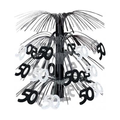 Centre de table anniversaire 50 ans noir et argent