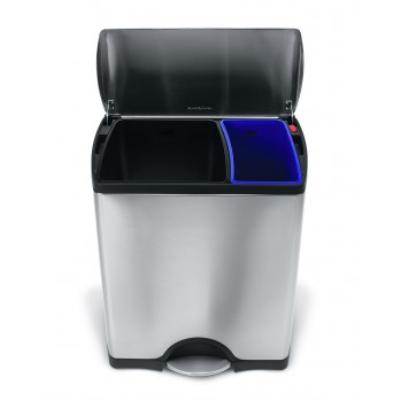 Poubelle rectangulaire acier inox brossé anti-traces à pédale SimpleHuman - CW1814 - Acier inoxydable - Rectangulaire - 38 l - Inox brossé
