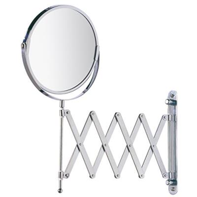 Wenko - miroir cosmétique mural télescope exclusif - orientable, -100% et 300%, chrome, ø 17 cm, longueur de bras de 12 a 50 cm