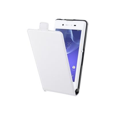 Muvit MFX Stand Folio - Flip cover voor mobiele telefoon - polycarbonaat, imitatieleer - wit - voor Sony XPERIA E3