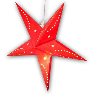 Étoile de Noël lumineuse en papier - 60 CM - rouge