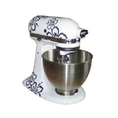 Sticker/ Autocollant Hibiscus anthracite pour robot de cuisine Kitchen Aid