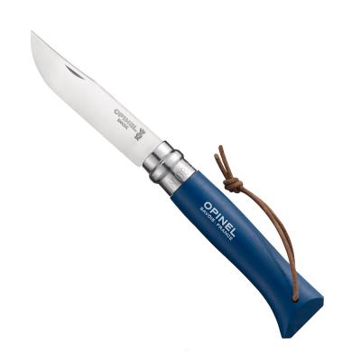 Opinel - Baroudeur Nâ°8 - 8.5 Cm Bleu Avec Lien Cuir