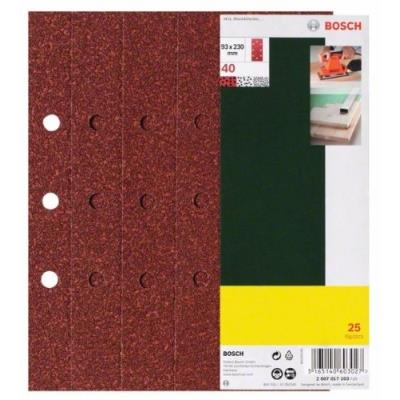 Bosch 2607017104 Set De 25 Abrasifs pour Ponceuse Vibrante 93 X 230 Grain 60 Perforés