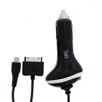  Chargeur allume-cigare + c&acirc;ble micro USB/Dock iPhone blister noir/blanc 