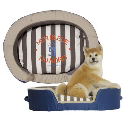 Corbeille Pour Chien Voile Raye Bleu M