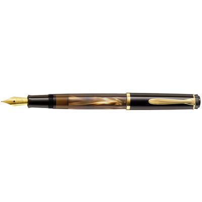 pelikan pelikan stylo plume m 200, brun marbré, taille de plume: b noir