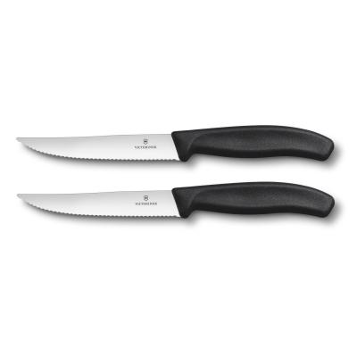 2 Couteaux à steak Victorinox lame crantée 12cm manche noir