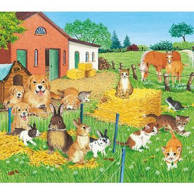 Ravensburger - Puzzle 30 pièces en bois - Tous rassemblés autour de la ferme