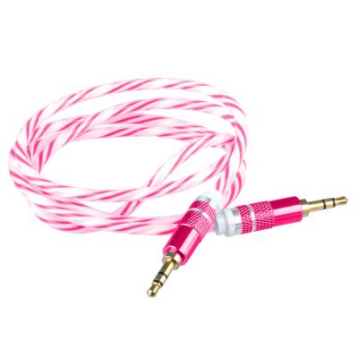 Lilware Câble Audio AUX 3.5mm Tressé En Tissu Tricoté De Vest PVC Transparente 0.9M Mâle à Mâle. Rouge