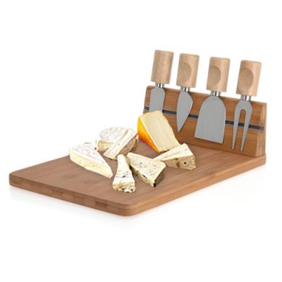 Plateau Fromage en Bambou avec Range-Couverts (5 pi?ces)