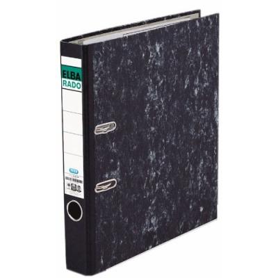 Elba - Classeur Rado Classique Papier Marbré, Largeur De Dos: 50 Mm, Noir, Format A4, Couverture Externe Interne En Papier Aya