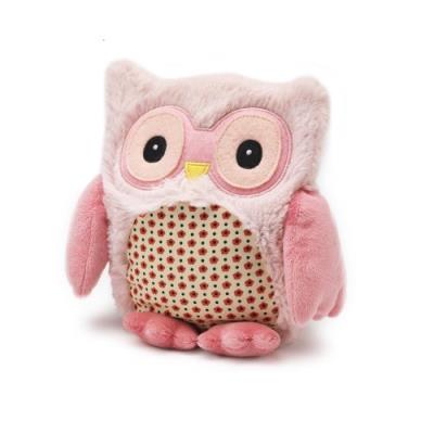 Bouillotte sèche peluche hibou rose - soframar - made in england