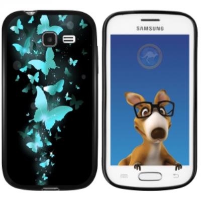 Coque Souple en gel noir pour Galaxy Trend Lite avec impression Motifs papillons bleus