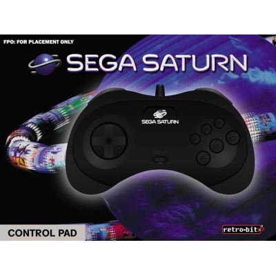 Retrobit - SEGA Saturn manette filaire 8 boutons - Connexion d'origine - Noire