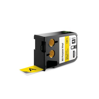 Dymo xtl étiquette vinyle multi-usages (24 mm x 7 m) - noir sur jaune