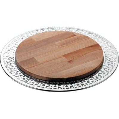 ALESSI MSA06 CACTUS PLATEAU À FROMAGE EN ACIER INOXYDABLE 18/10 BRILLANT PLANCHE À DÉCOUPER EN BOIS
