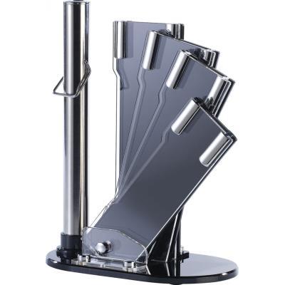 Bloc à couteaux et fusil d'aiguisage modulable en verre acrylique (4 couteaux)
