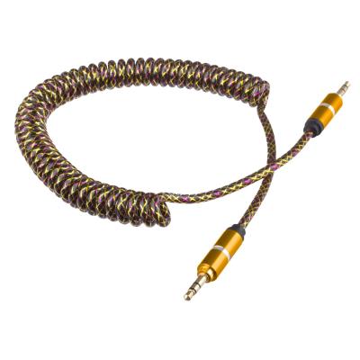 Lilware Câble Audio Auxiliaire 3.5mm Enroulé En Ressort Caoutchouté Mâle à Mâle. Or