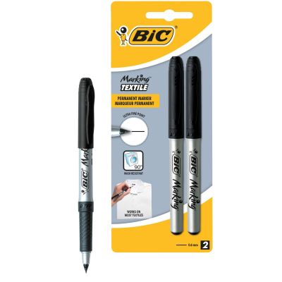 Blister 2 Feutres Bic textile noir