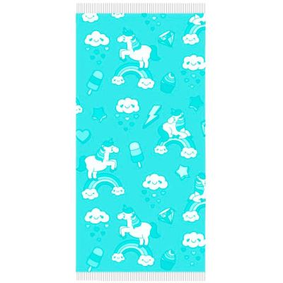 Serviette Paréo Licornes Bleu Coton