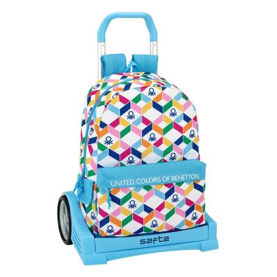Benetton Logo Sac à dos Cartable grand avec roulettes 33x43x1