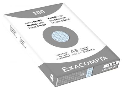 Bristol Exacompta 148x210mm 205g Quadrillé - Etui de 100 fiches - Azur