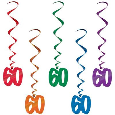 Guirlandes anniversaire 60 ans multicolores (x5)