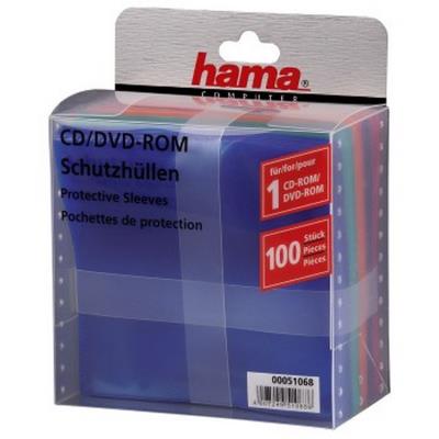 Hama - CD/DVD-hoes - blauw, rood, groen, oranje, violet (pak van 100)