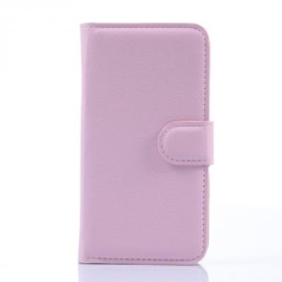 Etui type portefeuille rose pour Wiko Sunset avec rabat latéral articulé fonction stand