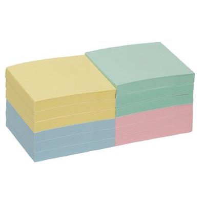 Bloc note repositionnable 76x76mm coloris pastel - Lot de 12