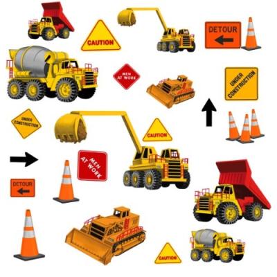 ROOMMATES STICKERS MURAUX REPOSITIONNABLES ENFANT CHANTIER DE CONSTRUCTION