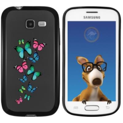Coque Souple en gel noir pour Galaxy Trend Lite avec impression Motifs papillons colorés