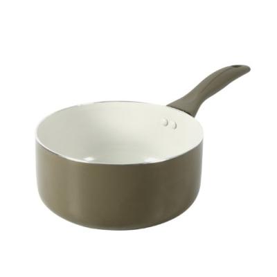CREALYS 511341 CASSEROLE TAUPE ALUMINIUM REVÊTEMENT CÉRAMIQUE CRÉME MISTRAL 18 CM
