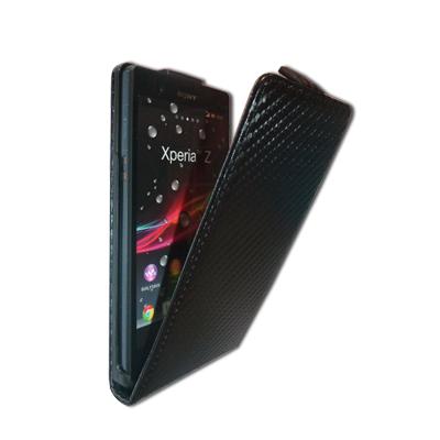 Etui Carbone noirà rabat Sony Xperia Z