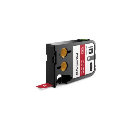 Dymo xtl étiquette vinyle multi-usages (12 mm x 7 m) - blanc sur rouge