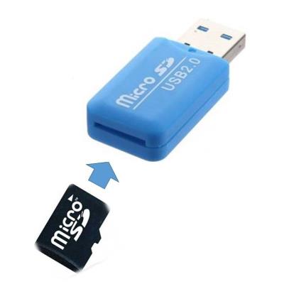 Clé usb lecteur micro carte sd - bleu