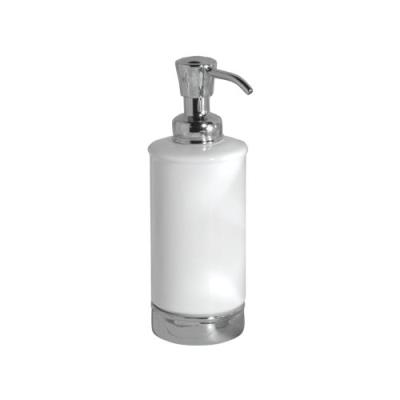 Interdesign york, distributeur de savon en céramique avec pompe pour cuisine, coiffeuse de salle de bains - blanc / chrome