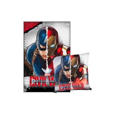 Captain America Civil War set coussin & couverture polaire Captain America & Iron Man