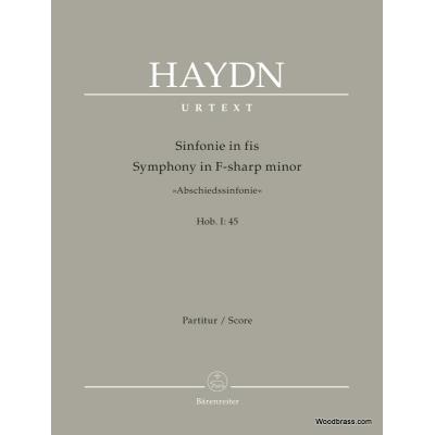 Partitions classique BARENREITER HAYDN J. - SYMPHONY IN F-SHARP MINOR ABSCHIEDSSINFONIE HOB. I:45 Grand format