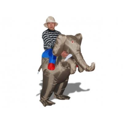 Un surprenant costume d'éxplorateur sur le dos d'éléphant déguisement fete accesssoire costume insolite drole